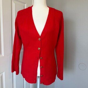 Joie Soft Cozy Red V Neck Gold Button Cardigan Sweater Size Medium